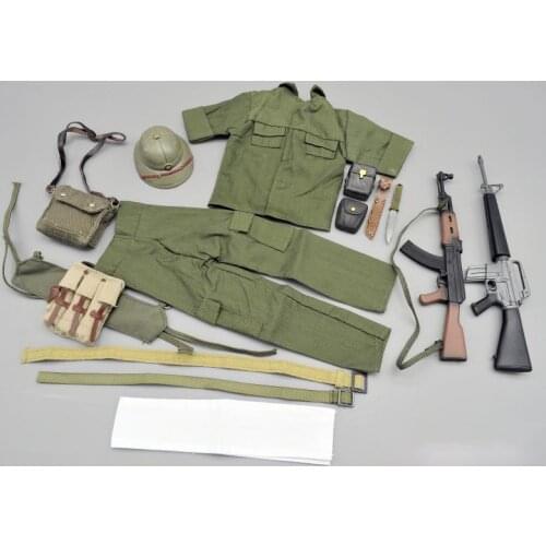 1/6 Soldier Model Vietnam Guerrilla Soldier Clothing Equipment Akm16 Rifle Figure Toy Clothes Set 12'' Action Figure Accessories