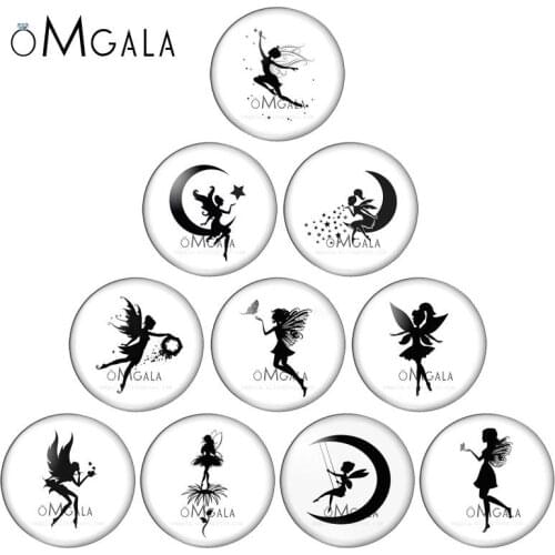 Cartoon butterfly Girls Angel Princess 10pcs mixed 12mm/18mm/20mm/25mm Round photo glass cabochon demo flat back Making findings