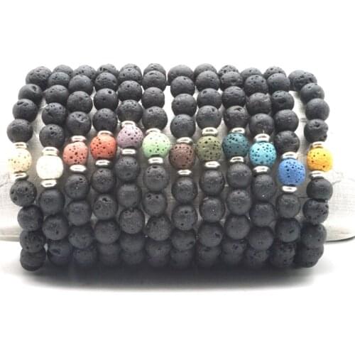 12 Colors 8MM Colourful & Black Lava Stone Beads James Bracelet DIY Aromatherapy Essential Oil Diffuser Jewelry Artisan David