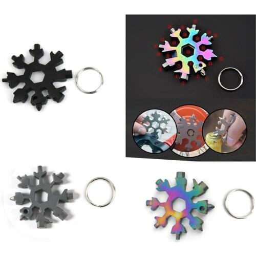 18 In 1 Snowflake Snow Wrench Tool Spanner Hex Wrench Multifunction Camping Outdoor Survive Tools Bottle Opener Screwdriver