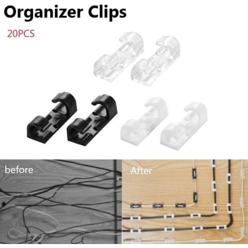 20Pcs Self Stick Wire Organizer Line Cable Buckle Clips Clamp Table Wall Fixer Fastener Holder on Data Telephone Line Winder