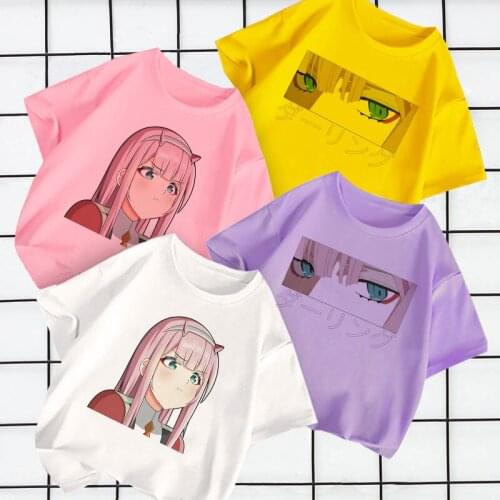 2021 Summer Casual Child Short-Sleeved Boys And Girls Round Neck Anime National Team DARLING In The FRANXX Pattern Printing
