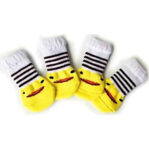 4pcs/set Cute Puppy Dog Knit Socks Small Dogs Cotton Anti-slip Cat Shoes for Autumn Winter Indoor Wear Slip on Paw Protector