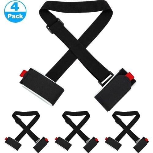 4 Pcs Ski Shoulder Strap Ski Holder Straps for CarryingThick and Strong Ski Straps Black Ski Carrier Strap Adjustable Shoulder