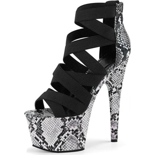 5 Inch Full Dress Gladiator Women High Stripper Heels Open Toe Concise Platform Sandals Sexy Fetish Nightclub Pole Dance Shoes