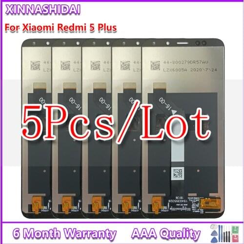 5pcs/For Xiaomi Redmi 5 Plus Full LCD DIsplay + Touch Screen Digitizer Assembly + Frame Cover For Redmi 5Plus MEG7 LCD Replace