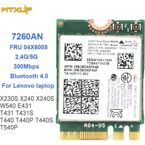 7260AN 7260NGW 2.4G 5G 300Mbps wifi + Bluetooth 4.0 NGFF M.2 wireless network Card 04X6008 for Thinkpad X240 X230S T440S T431