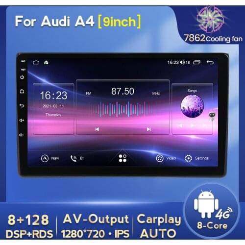 NaviFly Android 11 Car Radio Multimedia video player GPS navigation For Audi A4 B6 B7 S4 B7 B6 RS4 B7 6GB+128GB cooling fan DSP