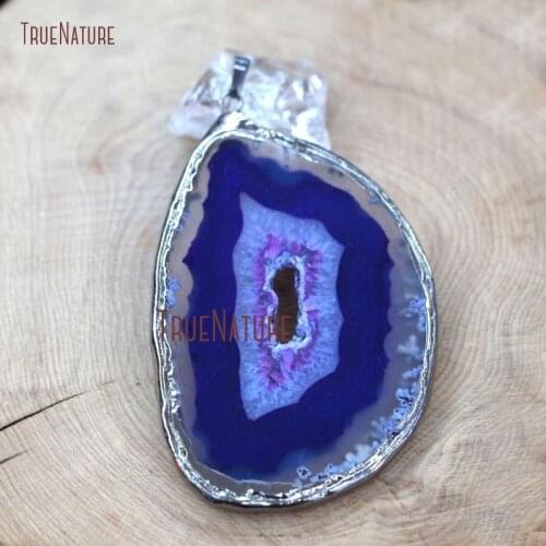 Approx 70 mm Free Form Agates Slice Chic Pendant Purple Lace Agates Gunmetal Electroplated Vintage Charm Jewelry PM7490