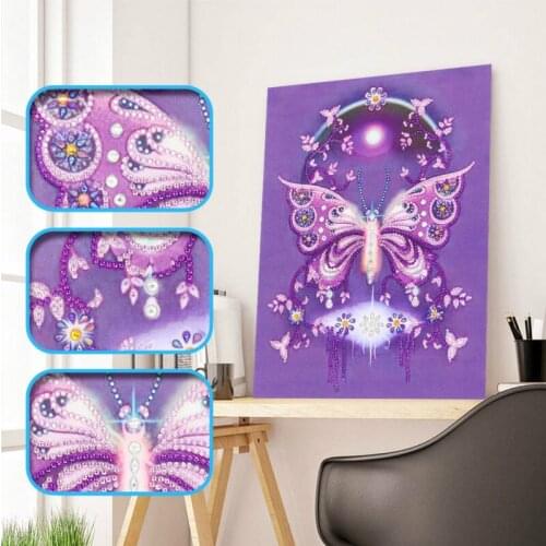 New bright crystal diamond painting Purple Butterfly stick Diamond Cross Stitch diamond painting living room bedroom decoration