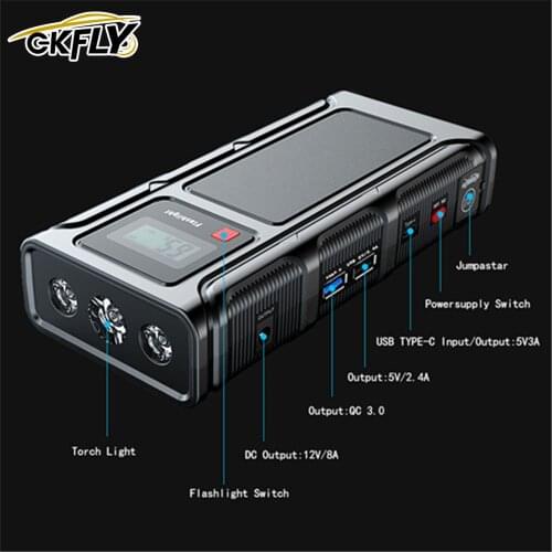 GKFLY 2000A Car Jump Starter High power Portable Emergency Charger Battery Booster Power Bank 12V Starting Device Cables