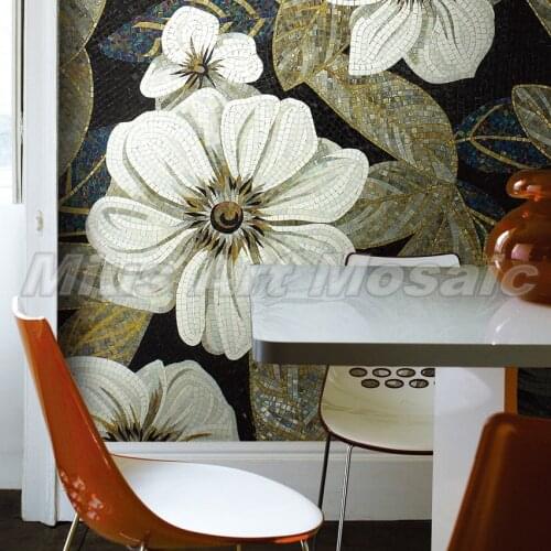 Free shipping customized flower glass mosaic tile