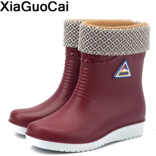 Winter Warm Woman Rainboots High Top Female Shoes 2020 Womens Ankle Boots Waterproof Antiskid High Quality Hot Sale botas mujer