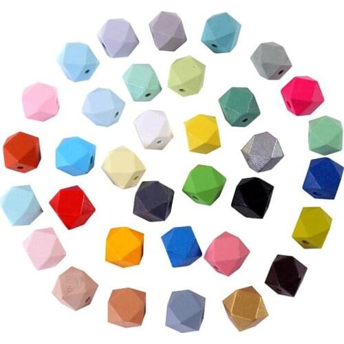 50pcs Retro Color Water Paint Octagonal Beads Faceted Wooden Beads DIY Earrings Necklace Accessories Handmade Craft Jewelry