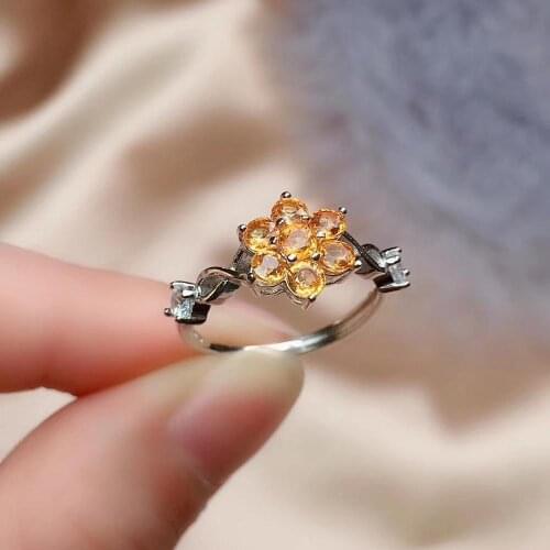 Flower Style Vivid Orange Natural real red garnet Ring 925 sterling silver Fine jewelry Ring For man Or For Women