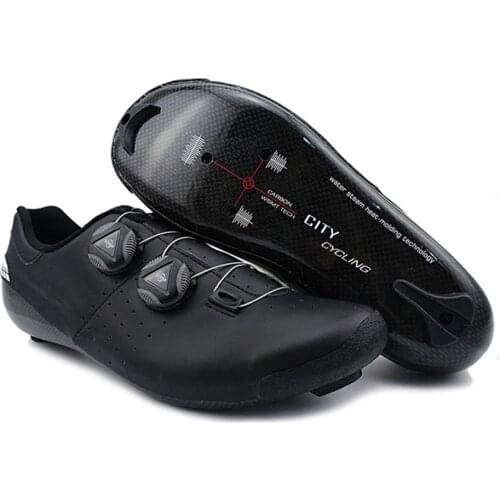 Heatmoldable Carbon Fiber Cycling Road Shoes Pro Two laces Self-Locking Bicycle Breathable Riding Boot Men Women Original CITY