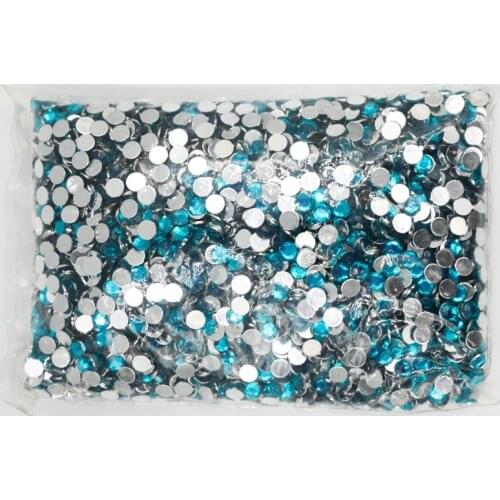 Blue Zircon Color 1.5~12mm Flat Back Round Acrylic Rhinestones Beads,3D Acrylic Nail Art / Garment Decoration