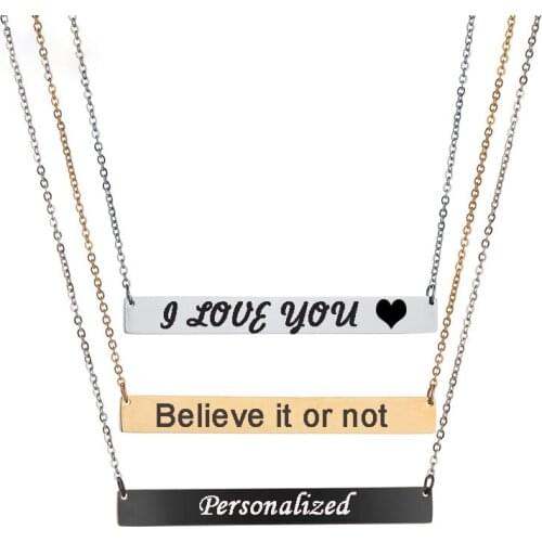 Engrave Names Necklace Personalized Lucky Number Date Letters 3 Colors Stainless Steel Pendant For Women Baby Valentines Gifts