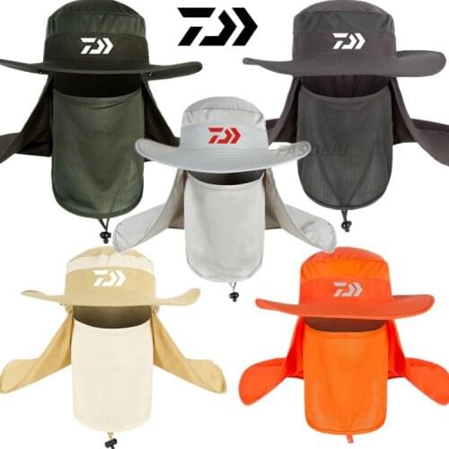 Daiwa Outdoor Sport Fishing Fisherman Sun Hat Neck Face UV Sun Protection Flap Cap Sunshade Hat Big Eaves Fishing Hat