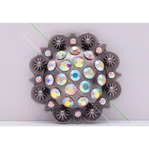 6x Cowboy Colorful Crystal LeatherCarft Western Saddle Folower Concho Belt Rhinestone Concho Screwback Garment Accessories