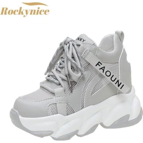 High Platform Women Sneakers 2021 Spring Thick Sole Casual Shoes Autumn Breathable Mesh Walking Chunky Shoes Woman Zapatos Mujer