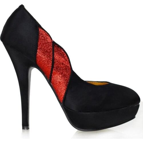 LF30429 New Glitter Satin Open Club Stiletto Platform High Heels Pumps