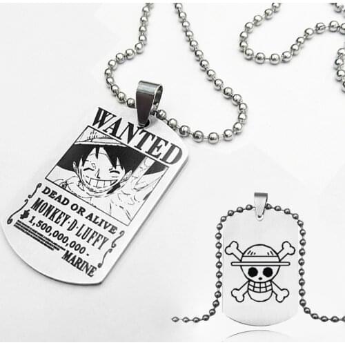New Anime One Piece Necklace Pendant Cartoon Luffy Zoro Figures Wanted Pirates Reward Jewelry Necklaces Toys for Children Gifts