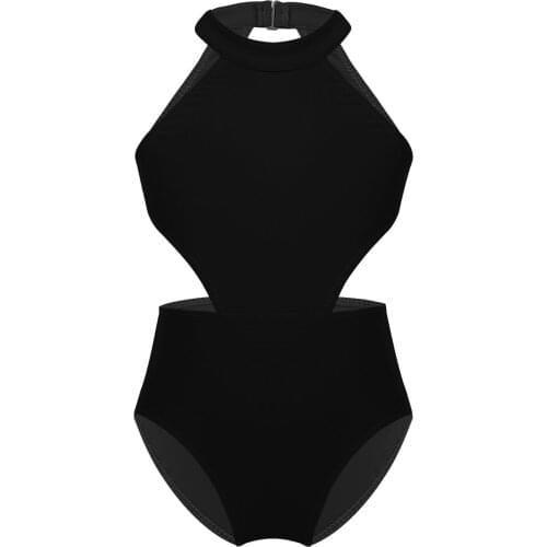 Kids Girls Ballet Costume Sleeveless Halter Backless Dance Wear Ballet Gymnastics Leotard Dance Jumpsuit Girls Ballerina Dress