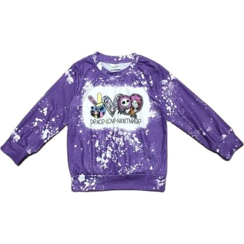 Girlymax Fall Winter Girl Halloween Long Sleeve Blue Tie Dyed Shirt Kids Nightmare Print Top