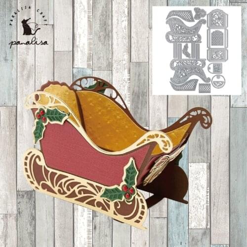 Panalisacraft 3D Xmas Sleigh Metal Cutting Dies Craft Dies Scrapbooking Card Making Album Embossing Stencil Die Cut Decoration