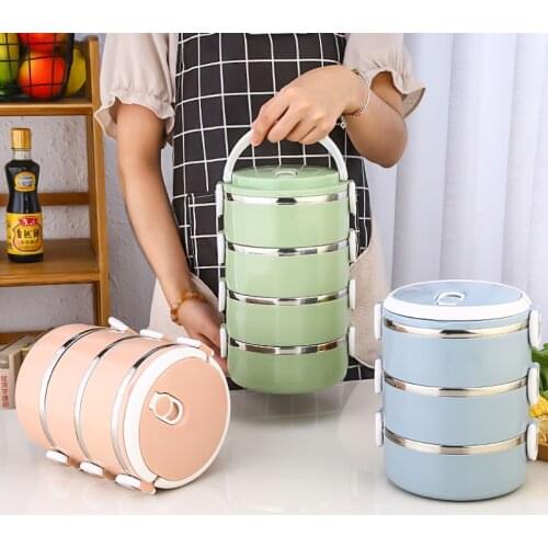 1/2/3/4 layers Portable Stainless Steel Thermal Lunch Box For Office Lunchbox Leakproof kids Lunch Box Food Camping Supplies