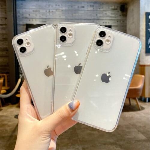Ottwn Clear Silicon Phone Case For iPhone 11 12 Pro Max Mini X XR XS Max 7 8 Plus SE 2020 Transparent Solid Color Soft TPU Cover