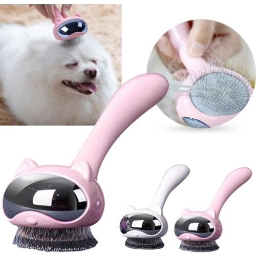 Pet Hair Removal Comb Automatic Hair Brush Trimmer for Dogs Cats Stainless Steel Needle Comb Pet Fur Shedding Grooming Brush