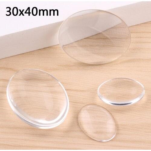Reidgaller 20pcs transparent clear glass cabochons oval 30x40mm diy flat back pendant necklace making accessories