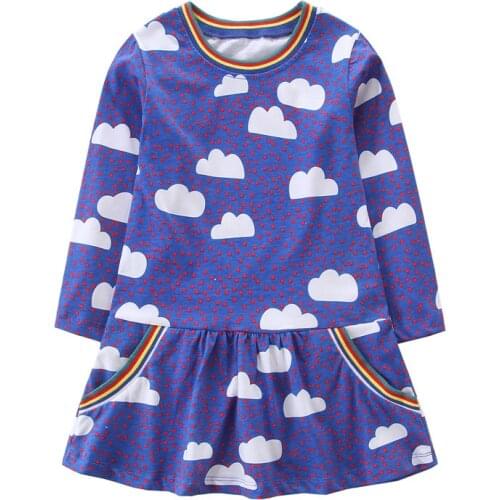 Princess Christmas Girls Dresses Tutu Party Cotton Clothing With Cloud Print New Design Children Girls Fashion Holiday Dresses