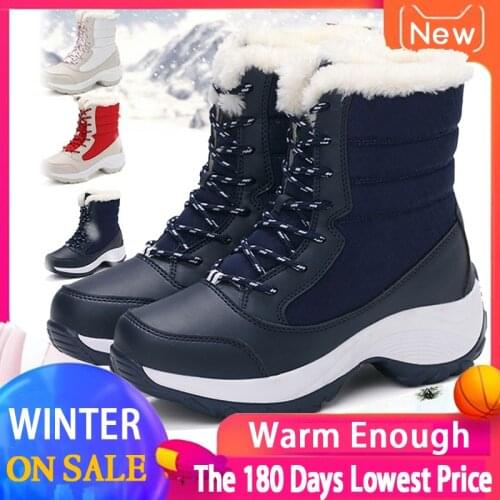 2019 Women Snow boots Waterproof Non-slip Parent-Child Winter Boots Thick Fur Platform Waterproof and Warm Shoes Plus Size 31-42