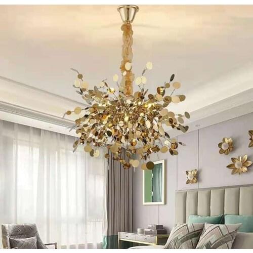 Modern Branch Chandelier Lighting DIY Nordic Design Gold Stainless Chain Lamp Living Room Dining Room Bedroom Led Light Fixtures