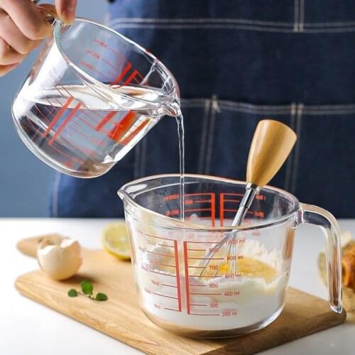 High Temperature Resistant Glass Measuring Cup With Scale Home Kitchen Baking Tools Large Capacity Transparent Milk Tea Mug