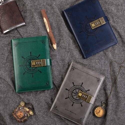 Vintage B6 Notepad Notebook Diary Planner Agenda Leather Diary Memos with Password Lock School Offices Stationery