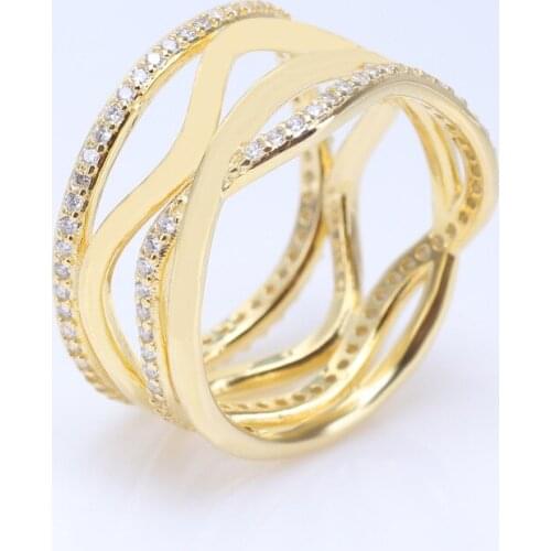 Hot 100% 925 Sterling Silver Shimmering Wish Stackable Swirl Line Finger Ring For Women Fashion Original Jewelry Gift