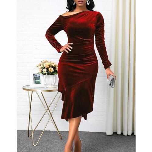 Women Dresses Bodycon Ruffles Sexy Skinny Party Fashion Event Occation Christmas Birthday Female Celebrate Robes Package Hip New