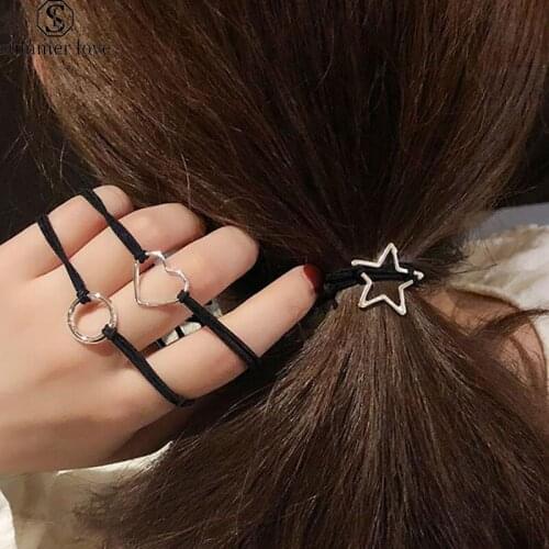 10Pcs/Set Hot Selling Heart Round Black Headband Star Hair luxury Jewelry Women Accessories Headpiece Wholesale