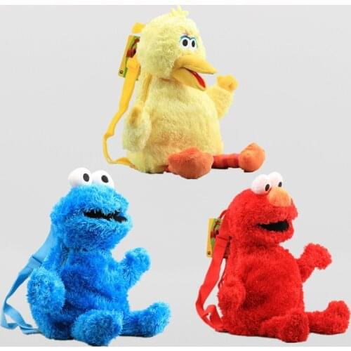 100% official 45cm Sesame Street Elmo Cookie Monster Big Bird Fluffy Backpack Stuffed Toy Kids Gift