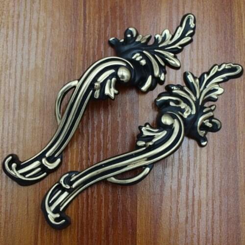 128mm vintage creative left right furniture handles black gold dresser kitchen cabinet cupboard door handles pulls knobs 5"