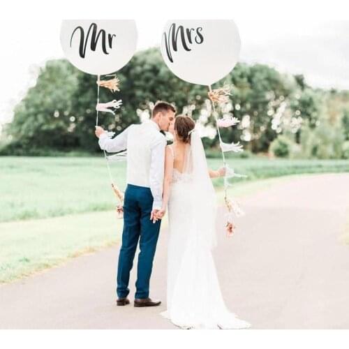 36 inch Mr&Mrs Stickers Wedding Round White Latex Balloons Valentines Day Event Balloon Air Globos Wedding Decoration Supplies