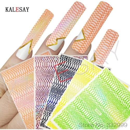 3D Laser Snakeskin Nail Art Sticker Curve Stripe Lines Nails Stickers Self Adhesive Nail Decal Toenail Art Stickers Decals
