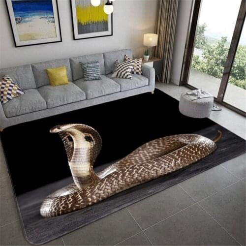 3D Snake Printed Bedroom Floor Mat Living Room Coffee Table Black Carpet Animal Pattern Dining Room Mats Bath Rug Entrance Mat