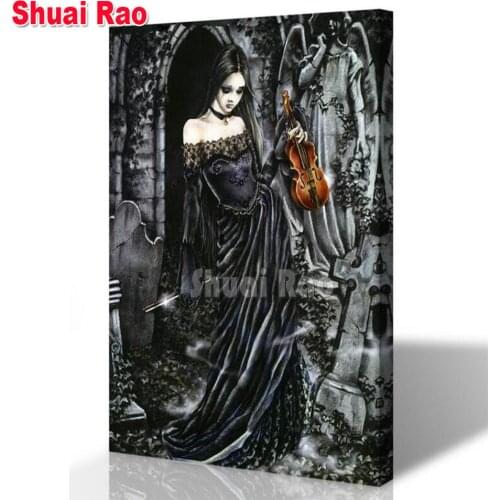 3D Dark Angel crystal Round Square DIY diamond painting wings embroidery Diamond home decoration Violin Fairy mosaic for Girl