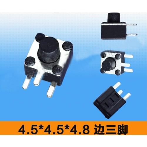 4.5*4.5*4.8/4.5/4.3/4/3.8mm 3 Side Pins SMT Brass Side Mini Button Power Switch SMD Wholesale Touch Tact Switch Black