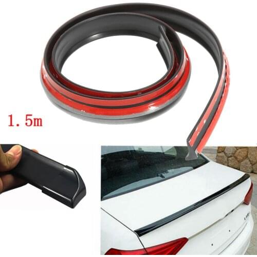 4.9ft/1.5M Universal Black Auto Car Rear Roof Trunk Spoiler Wing Lip Sticker Kit